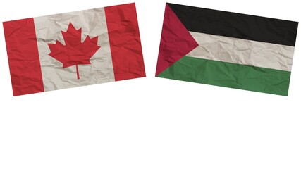 Palestine and Canada Flags Together Paper Texture Effect Illustration