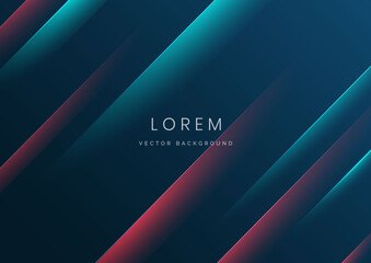 Obraz premium Technology futuristic background red and blue striped lines with light effect on blue background.