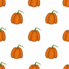 Raster orange, yellow pumpkin. Autumn elements isolated on white background. A pattern of fall elements. 