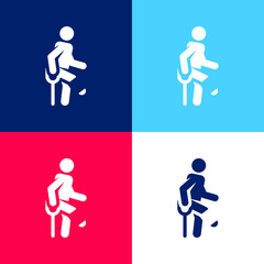 Fototapeta premium Accident blue and red four color minimal icon set