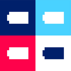 Battery Black Silhouette Shape blue and red four color minimal icon set