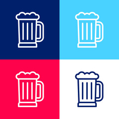 Beer blue and red four color minimal icon set