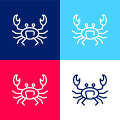 Obraz premium Beach blue and red four color minimal icon set