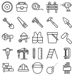 Construction tool icon vector set. repair illustration sign collection. building symbol or logo.