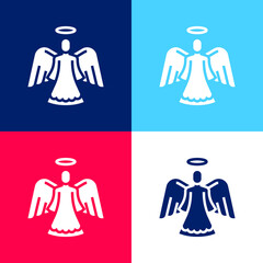 Angel blue and red four color minimal icon set