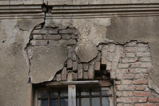 earthquake damage. cracked wall after earthquake