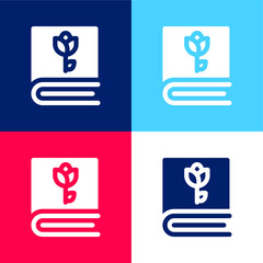 Book blue and red four color minimal icon set