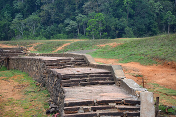 Fototapeta na wymiar Stone stairway at Periyar National park, Thekkady, Kerala, India