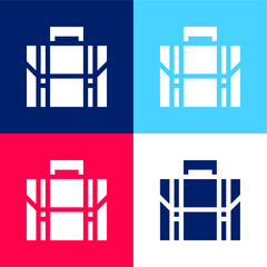 Briefcase blue and red four color minimal icon set