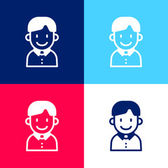 Boy blue and red four color minimal icon set