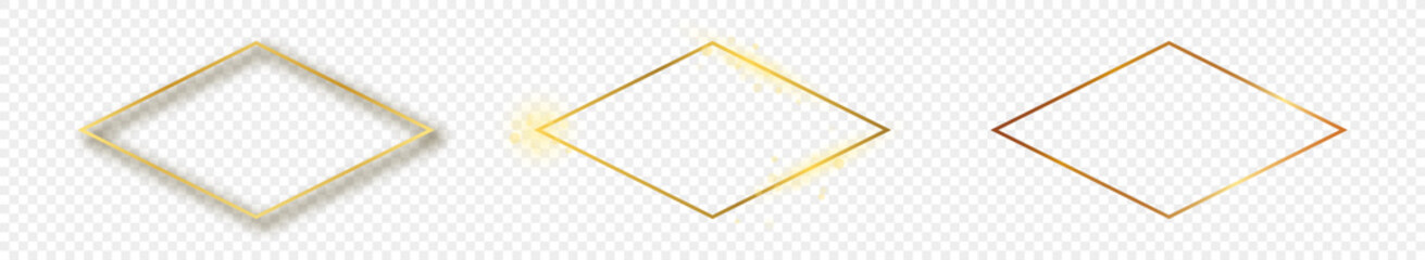 Gold glowing rhombus  shape frame