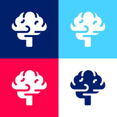 Brain blue and red four color minimal icon set