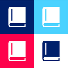 Book Of Black Cover Closed blue and red four color minimal icon set