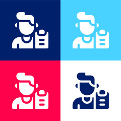 Boy blue and red four color minimal icon set