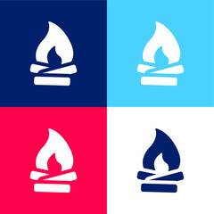 Bonfire blue and red four color minimal icon set