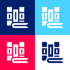 Books blue and red four color minimal icon set