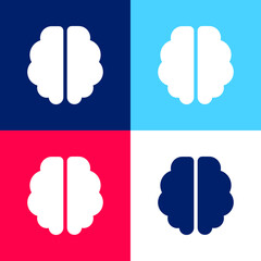 Brain blue and red four color minimal icon set
