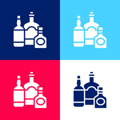 Bottles blue and red four color minimal icon set