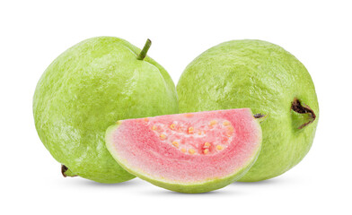 Pink Guava fruit isolated on white
