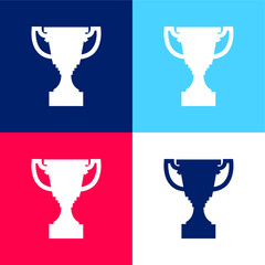 Award Trophy Shape blue and red four color minimal icon set