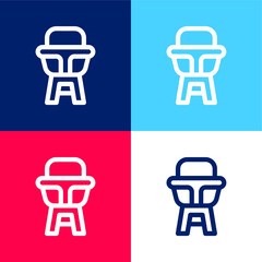 Baby Chair blue and red four color minimal icon set