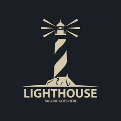 lighthouse logo design template. lighthouse symbol icon.