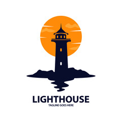 lighthouse logo design template. lighthouse symbol icon.