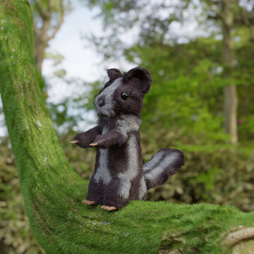 A furry animal on a tree