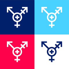 Androgynous blue and red four color minimal icon set