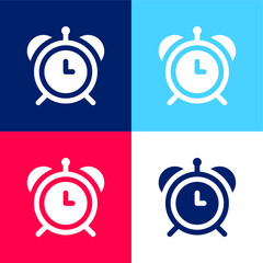 Alarm Clock blue and red four color minimal icon set