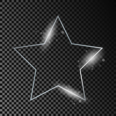 Silver glowing star shape frame with sparkles
