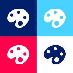 Artist Paint Palette blue and red four color minimal icon set