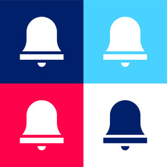 Alarm Bell blue and red four color minimal icon set