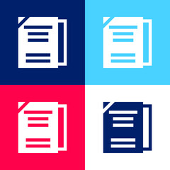 Book blue and red four color minimal icon set