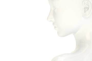 Marble Woman head isolated on white background. 3D illustration.