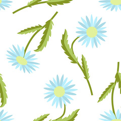 Vector - camomile and dahlia flowers seamless pattern.