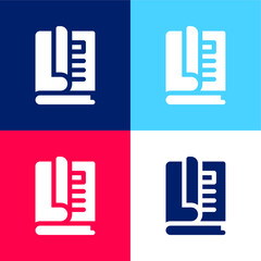 Book blue and red four color minimal icon set