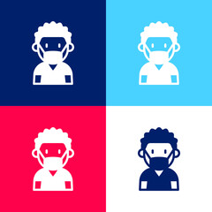 Boy blue and red four color minimal icon set