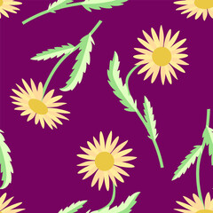 Obraz premium Vector - camomile and dahlia flowers seamless pattern.