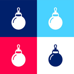 Bauble blue and red four color minimal icon set