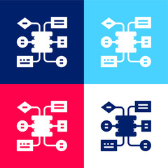 Algorithm blue and red four color minimal icon set