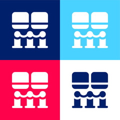 Art Museum blue and red four color minimal icon set