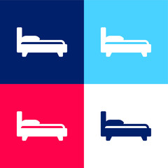 Bed blue and red four color minimal icon set