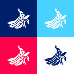 Banana blue and red four color minimal icon set
