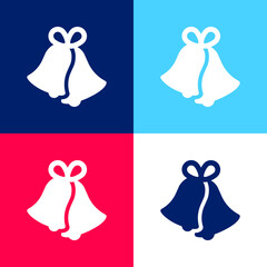 Bells blue and red four color minimal icon set