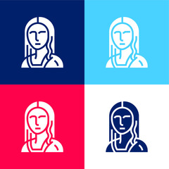 Art blue and red four color minimal icon set