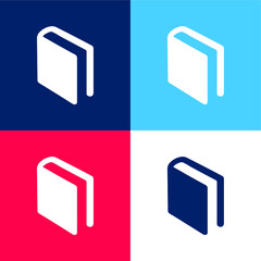 Book Of Black Cover In Diagonal Position blue and red four color minimal icon set