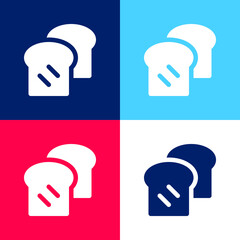 Bread blue and red four color minimal icon set