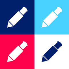 Big Mechanical Pen blue and red four color minimal icon set