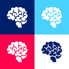 Brain blue and red four color minimal icon set